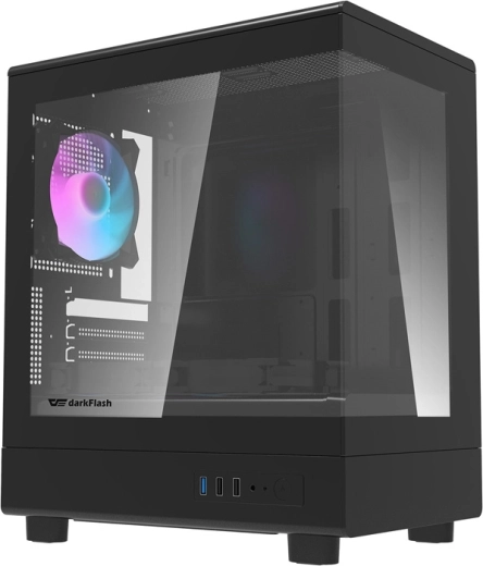 Darkflash DB330M mini tower computer case with tempered glass, black