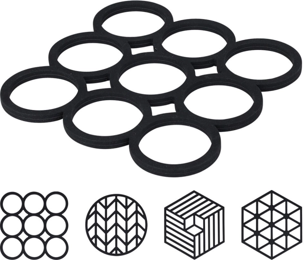 Silicone trivet, mix of shapes, black
