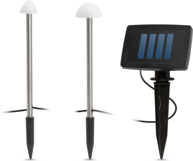 Solar LED lights in the shape of mini mushrooms, 12 pieces, warm white