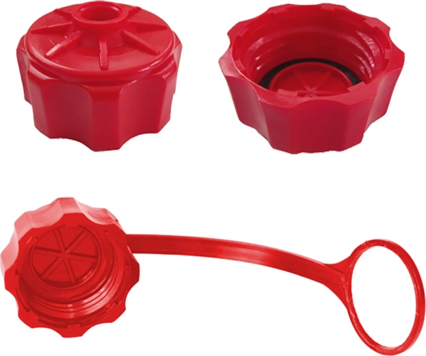 Cap for plastic fuel canister with gasket