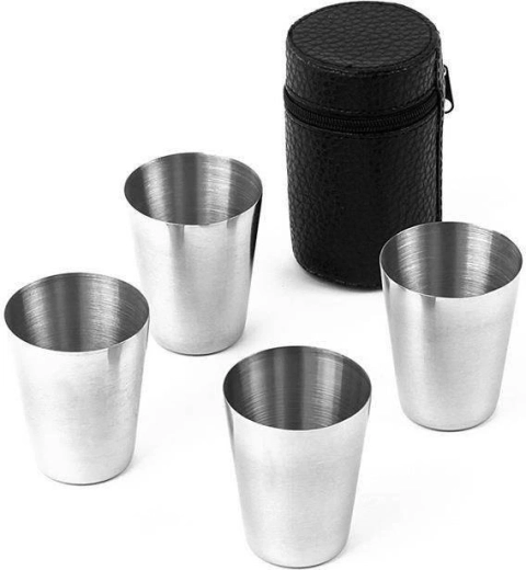 Stainless Steel Shot Glasses in Case 30 ml, 5-Piece Set