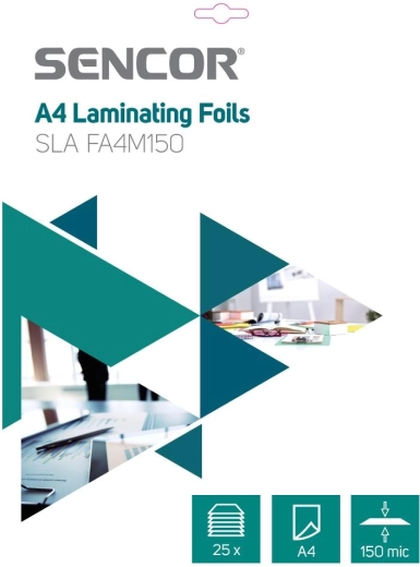 Sencor A4 Laminating Pouches, 150 Microns, 25 pcs