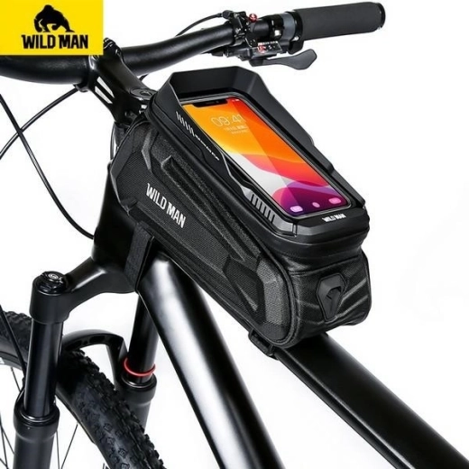 WildMan XT5 чанта за рамка на велосипед с държач за телефон, черна