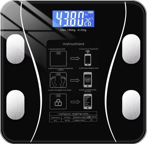 Интелигентен кантар за баня с Bluetooth RUHHY, 8 в 1, до 180 кг