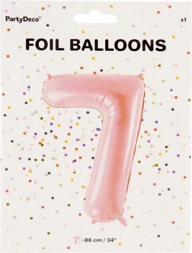 Pink foil balloon number 7, 86 cm