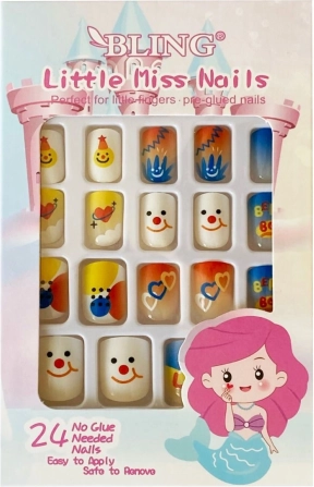 Bling artificial nails for children 24 pcs type VI