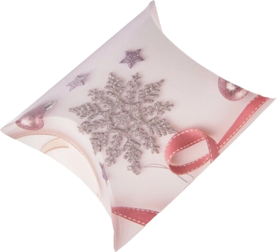 Christmas foldable paper gift box, pink, 16 × 11 cm