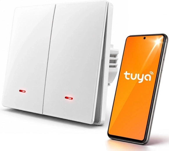 Интелигентен стенен Wi‑Fi ключ за осветление, 2-канален с таймер - 1 брой