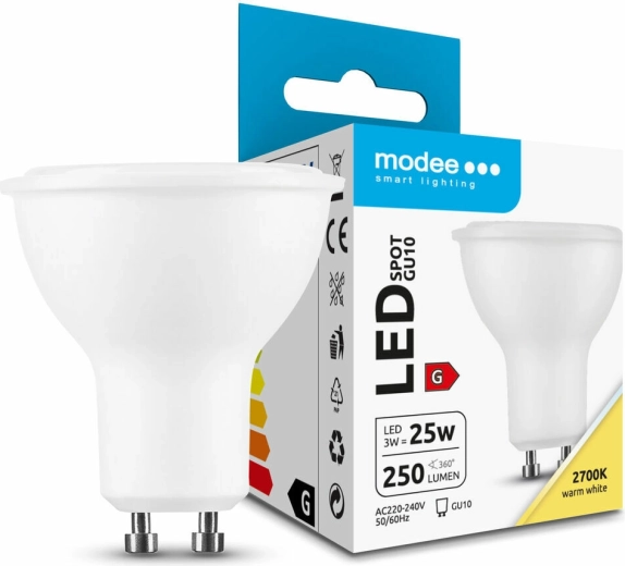 Modee LED спот крушка GU10 3 W, 250 lm, топло бяла 2700 K