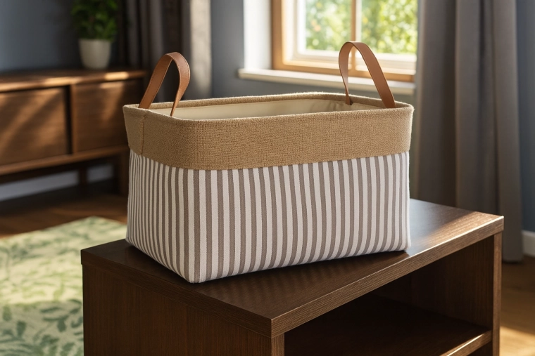 Textile storage basket with stripes 30 × 40 × 24 cm