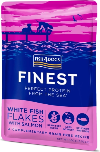 Fish4Dogs пауч за кучета от бяла риба със сьомга 100 г