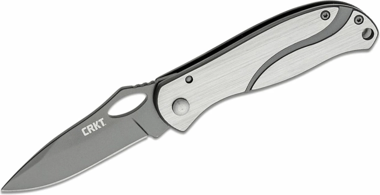 CRKT Pazoda Silver Black джобен нож 6,7 см, сребристо‑сив, изцяло метален