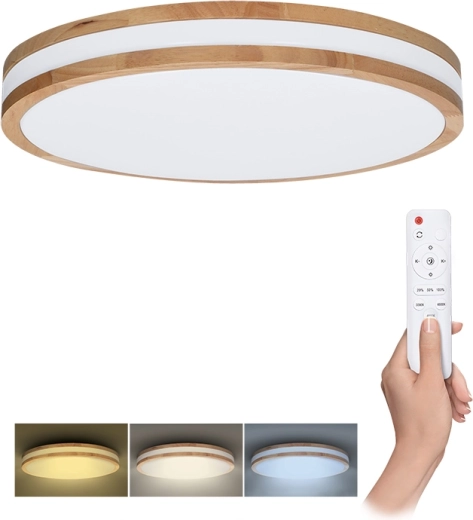 Solight LED ceiling/wall light Woody with remote control 60 W, 50 cm, dimmable and with adjustable color temperature