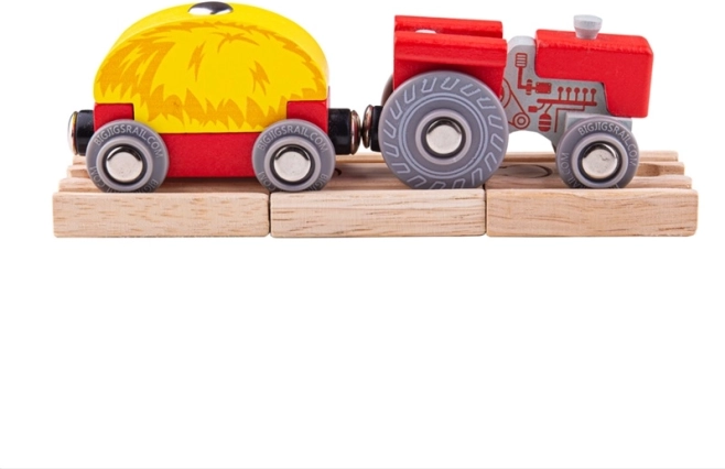 Bigjigs Rail червен трактор с ремарке