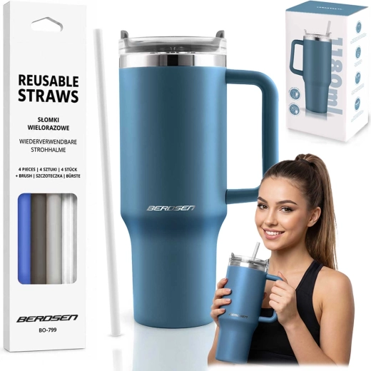 Berdsen travel tumbler with straw 1180 ml, dark blue