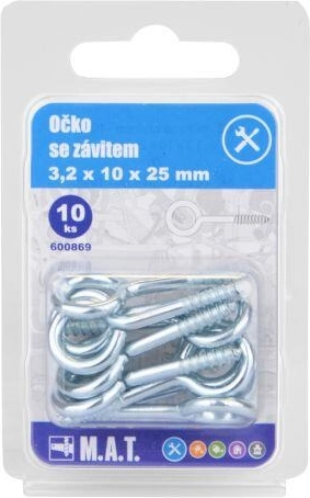 Затворено ухо с резба 25 × 10 × 3,2 мм, цинк (10 бр.)