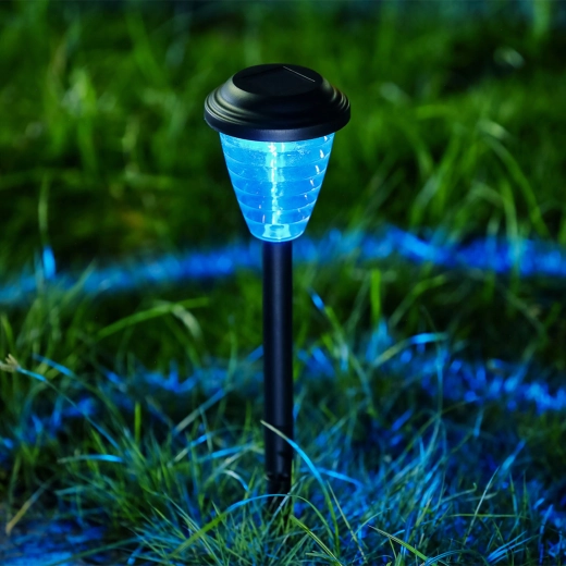 Solar stake light with RGB LED