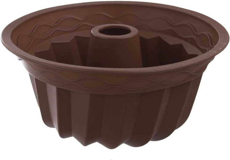 Silicone bundt pan with chimney 23.5 cm brown