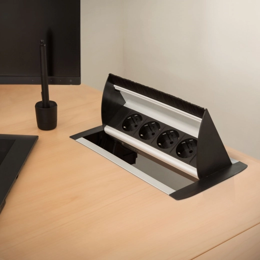Built-in retractable power strip with 4 sockets