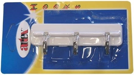 Self-adhesive triple hook 10.5 cm – plastic and chrome