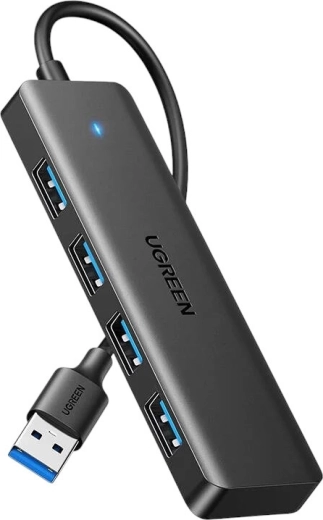 UGREEN USB-A хъб 4в1 (1× USB-A към 4× USB-A), черен