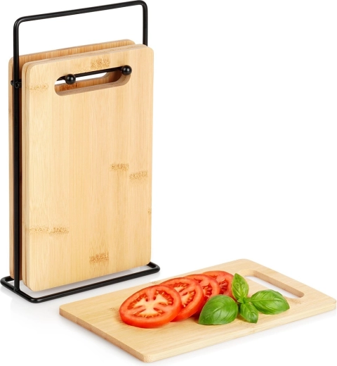 bamboo cutting board with stand 22 × 14 cm, set of 5
