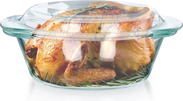 Glass heat-resistant dish with lid 1 L + 270 ml