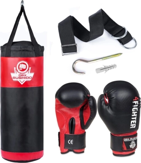 Детски боксов комплект DBX BUSHIDO Kids 60 см – чувал, ръкавици 6 oz и окачване