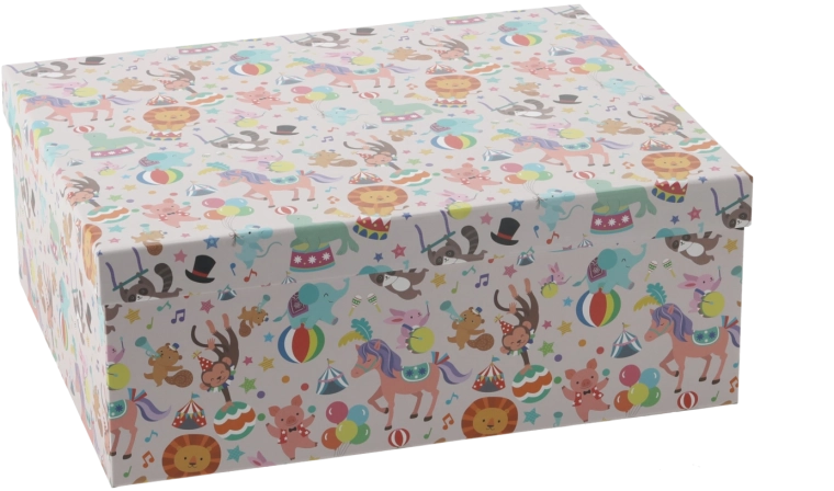 Цветна подаръчна кутия с животни 26,2 × 20,3 × 10,2 см - 1 брой