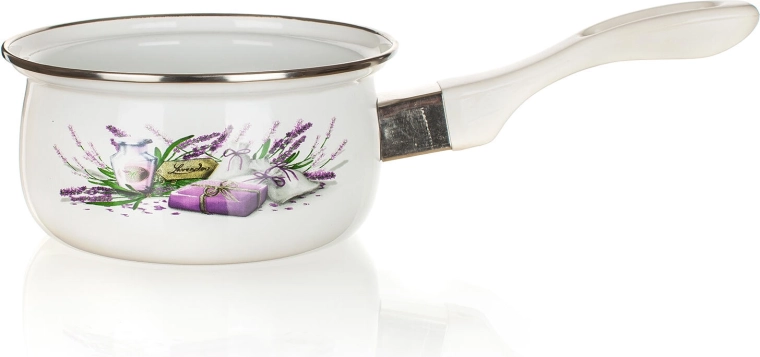 Enamel Saucepan Lavender 14 cm with Long Handle 0.65 l