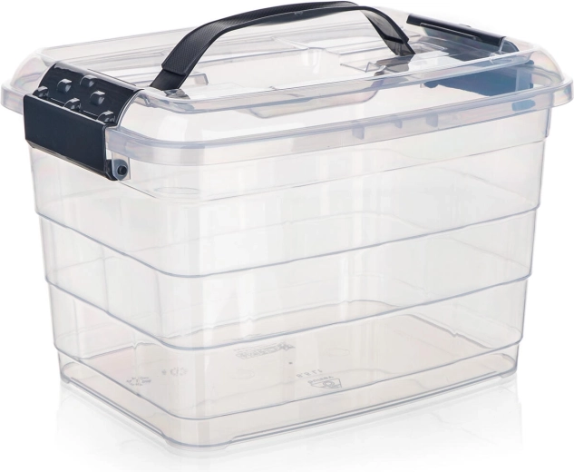 VILARD storage box 8.5 l with lid and handle, transparent