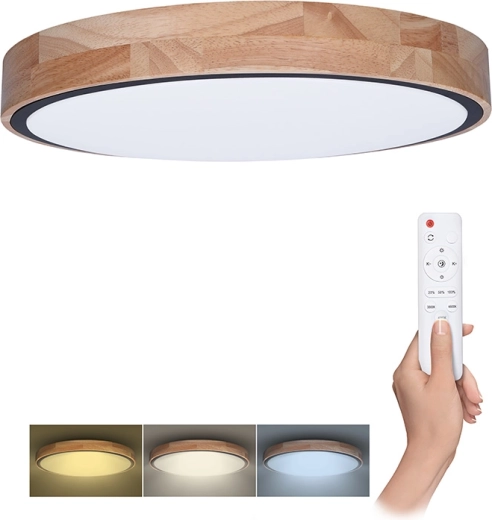 Solight LED ceiling/wall light Iron Oak with remote control, 60 W, 4200 lm, 51 cm, CCT, dimmable