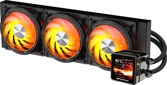 Водно охлаждане за CPU DarkFlash Explore DE360 360 мм с IPS дисплей (черно)