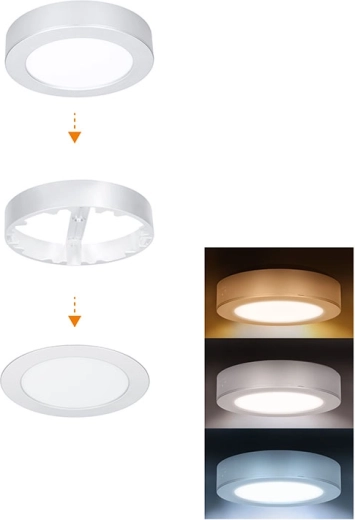 Solight bathroom LED mini panel 2-in-1 3CCT 12 W IP54 silver round - 1 piece