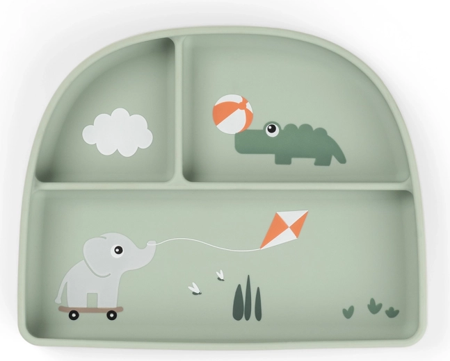 Done by Deer вакуумна разделена чиния Stick&Stay Playground зелена