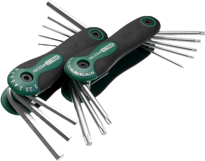 STALCO TORX and Hex Key Set T9–T40, HEX 2–8 mm, 2×8 pieces