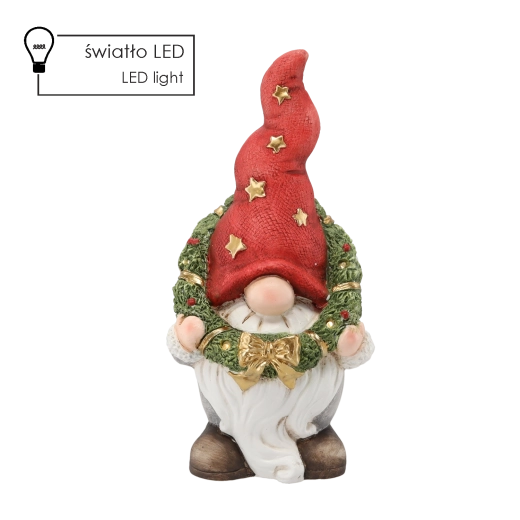 Christmas elf figurine with wreath LED 40 cm