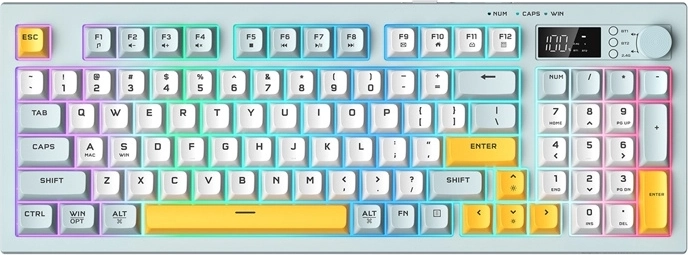 Геймърска клавиатура Onikuma с OLED дисплей и RGB, 94 клавиша, безжична и кабелна