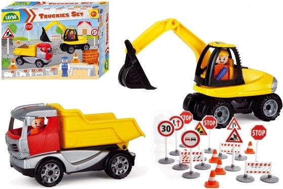 Lena Baby Truckies construction vehicle play set with figures and road signs
