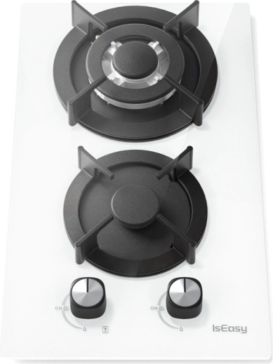Gas built-in cooktop ISEASY 2 burners white glass