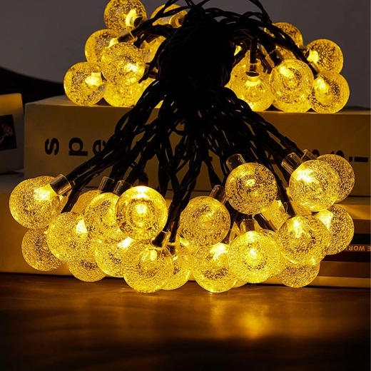 Solar Garden String Lights with Bulbs, 50 LEDs, 7.5 m