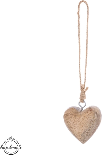 Round mango wood hanging heart decoration