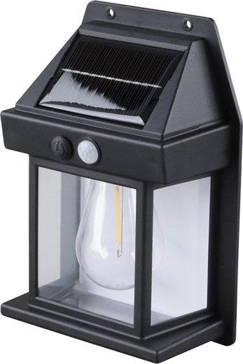 Solight LED solar wall lantern, warm white, 12 × 17 cm, black