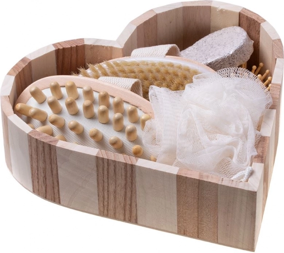 Bath and Massage Gift Set in a Wooden Heart – 5-piece