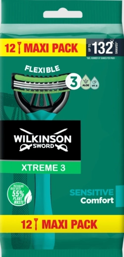 Wilkinson Xtreme3 Sensitive Disposable Razor, 12 pcs