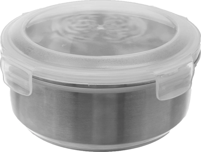 Round stainless steel food container with sealing lid 1.2 l
