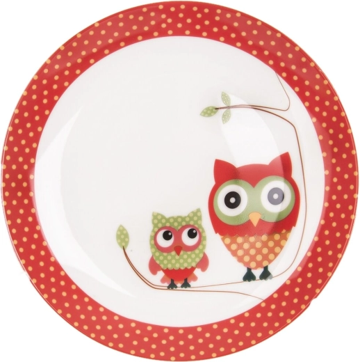 Children’s shallow plate with owl motif, 21 cm