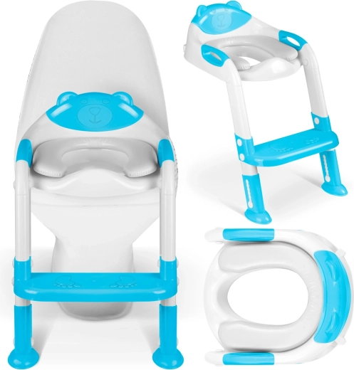 Детска тоалетна седалка с дръжки и стъпала Ricokids синя