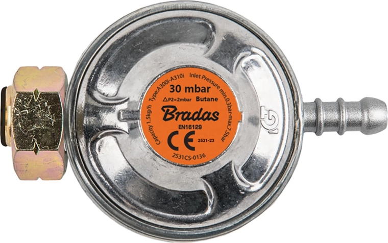 Propane-butane pressure regulator 30 mbar, 1.5 kg/h