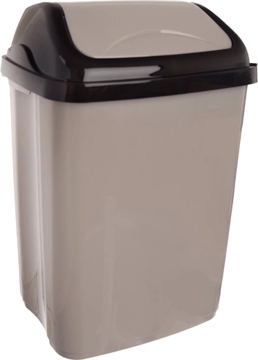 Vittario waste bin with swing lid 16 l, coffee brown